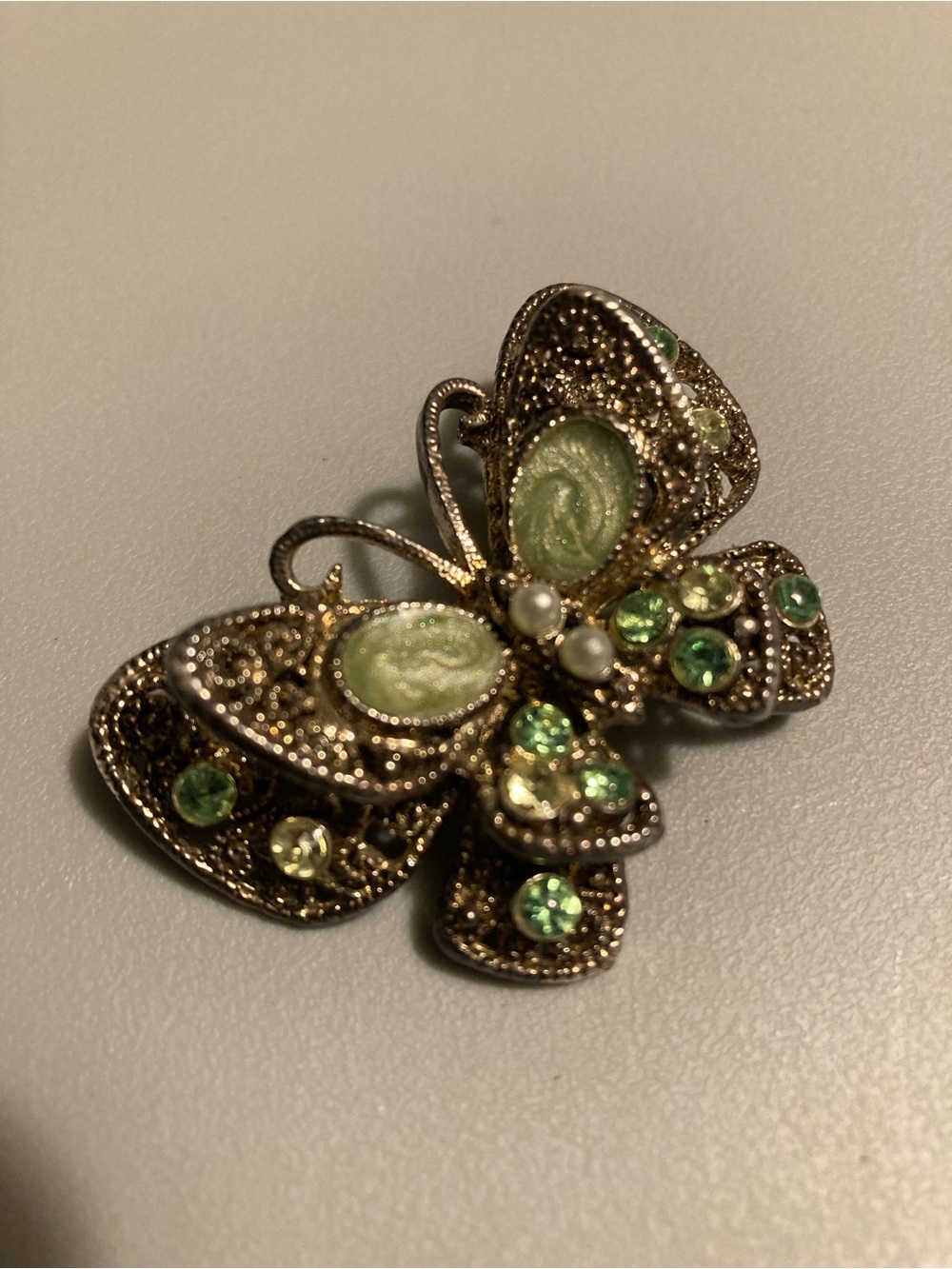 Vintage 1970s Rhinestone Butterfly Broach